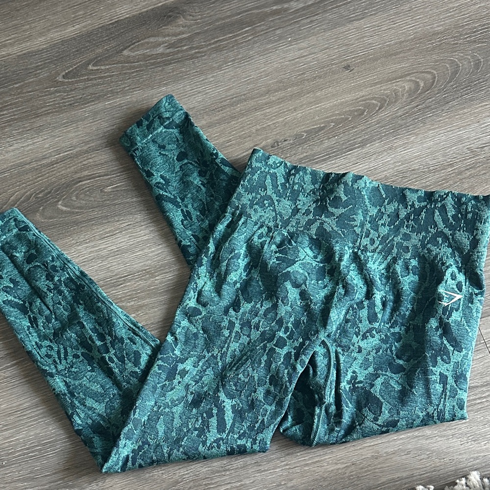 Gymshark Teal Green Patterned High-Rise Leggings